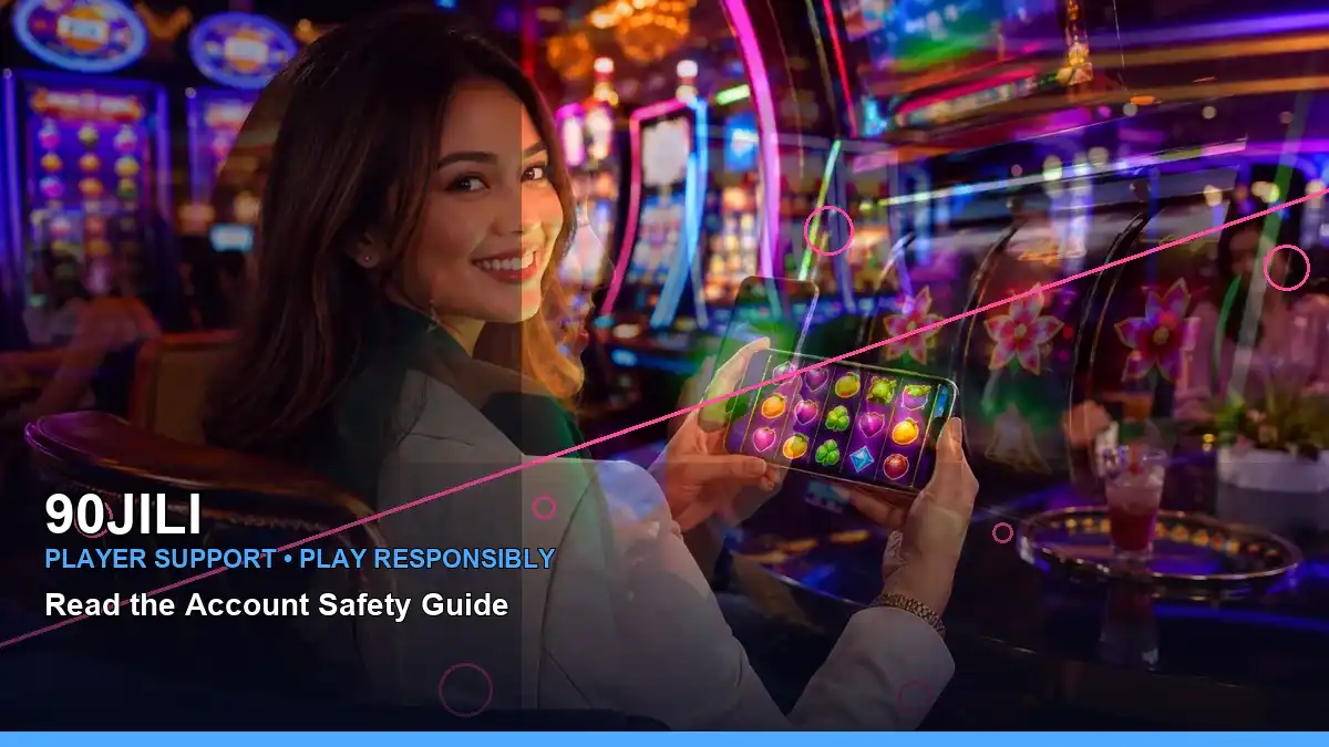 A lively 90JILI casino scene featuring party-themed online slot games for Philippine players